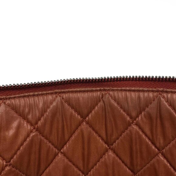 Auth CHANEL Boy Chanel / Matelasse Red Calfskin Clutch Bag - Picture 11 of 16